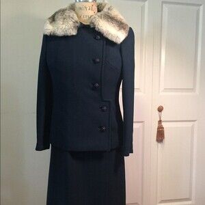 Vintage dress with matching coat and fur collar